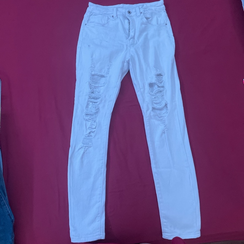 SHEIN Ripped Frayed Cut Out Jeans